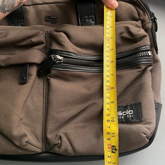 SOLO New York Hamish Briefcase Laptop Tablet Bag Brown Canvas & Leather - Picture 10 of 12